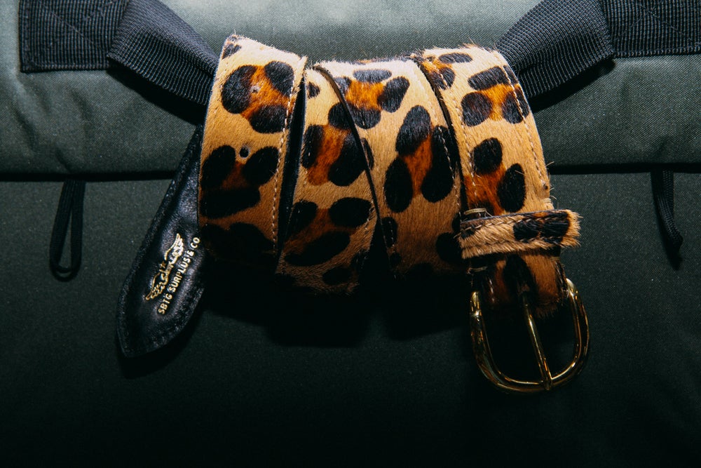 Leopard Checkerboard Ponyhair Belt SECONDNATVRE
